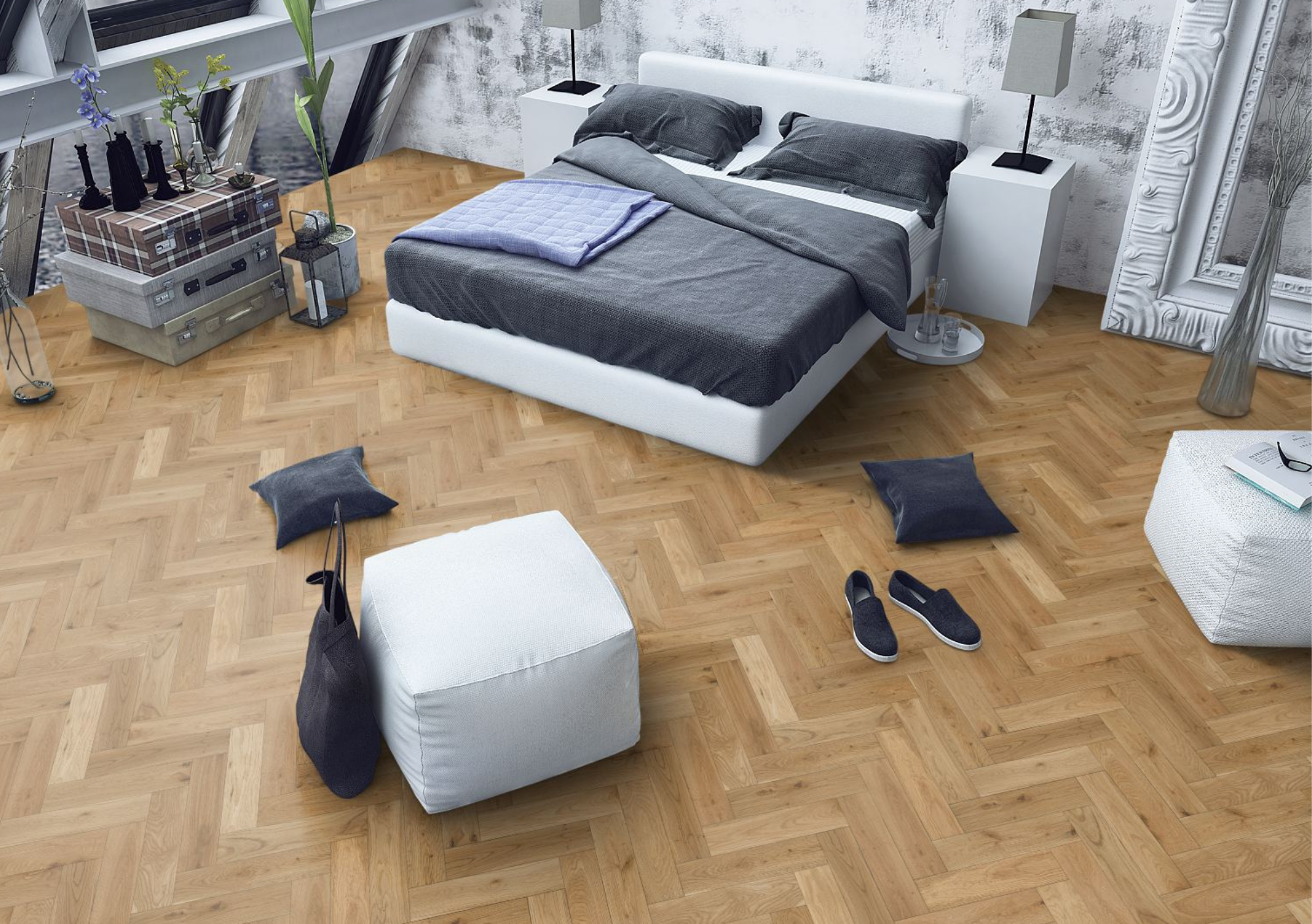 Lignum Strata Fifteen Natural Brushed Oak Herringbone 90 - Image 3