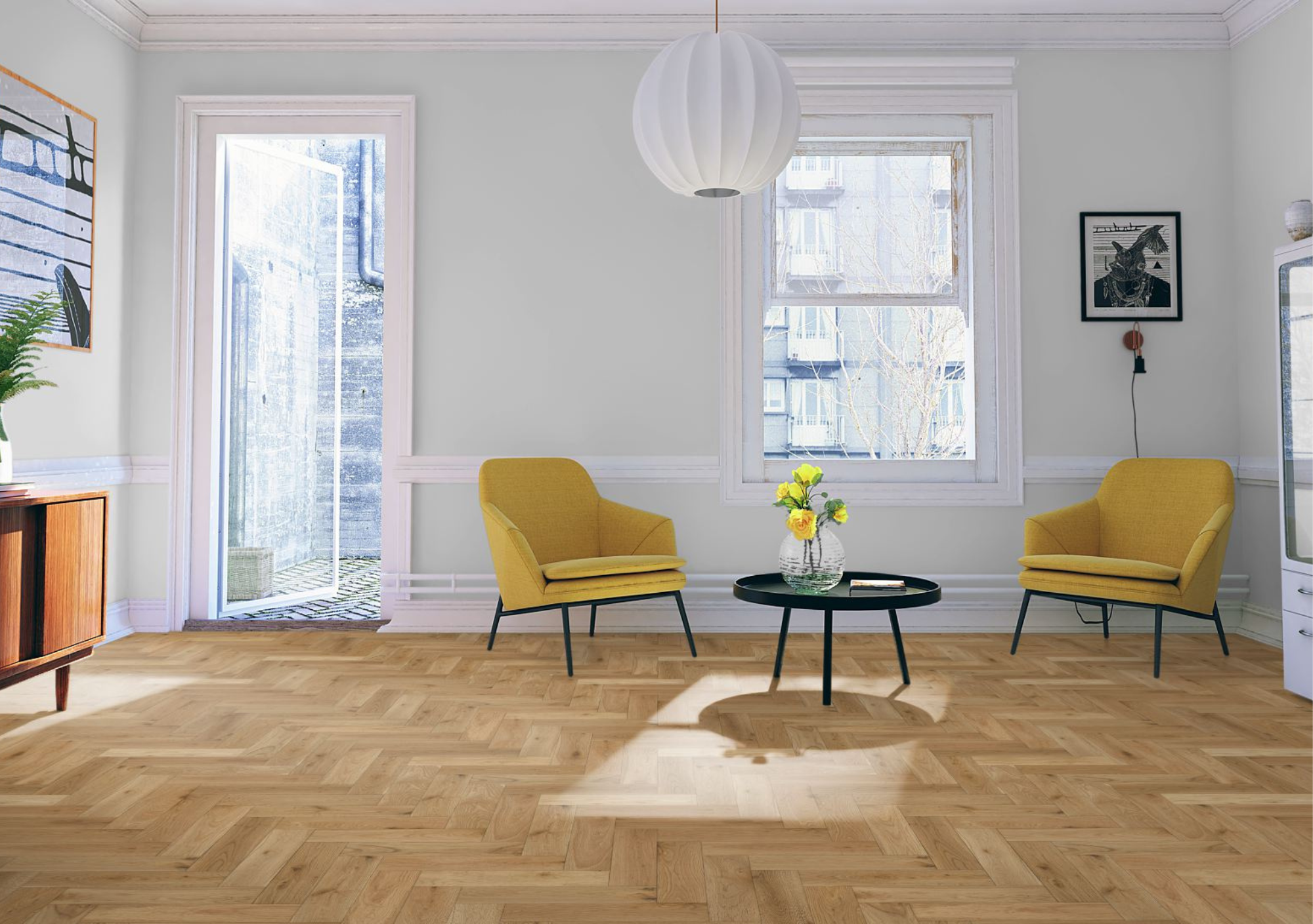 Lignum Strata Fifteen Natural Brushed Oak Herringbone 90 - Image 2