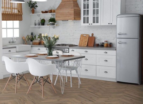 Lignum Core Mocha Oak Herringbone LVT Dryback 2.5mm stickdown Luxury Vinyl Tile - Image 2